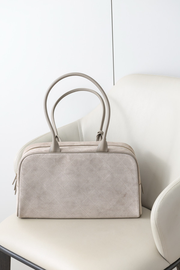 Chanel 26S Bowling Bag Grey Suede