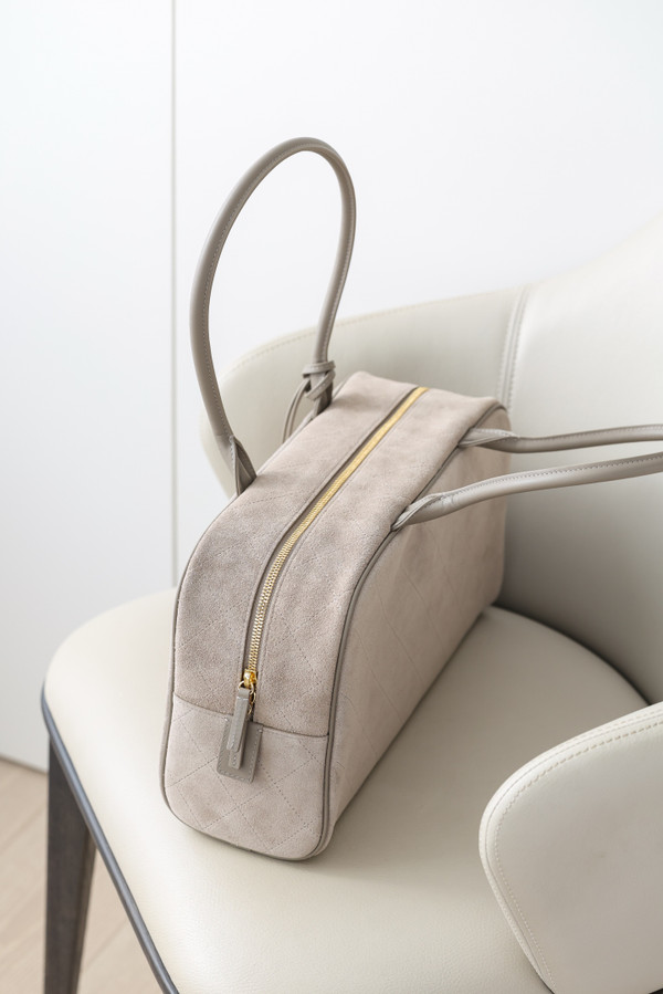 Chanel 26S Bowling Bag Grey Suede