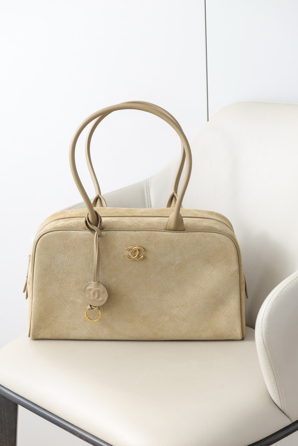 Chanel 26S Bowling Bag Yellow Suede