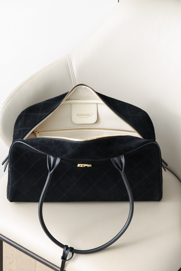 Chanel 26S Bowling Bag Black Suede