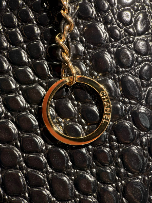 Chanel Executive Cerf Tote Black Shiny Crocodile Gold Hardware
