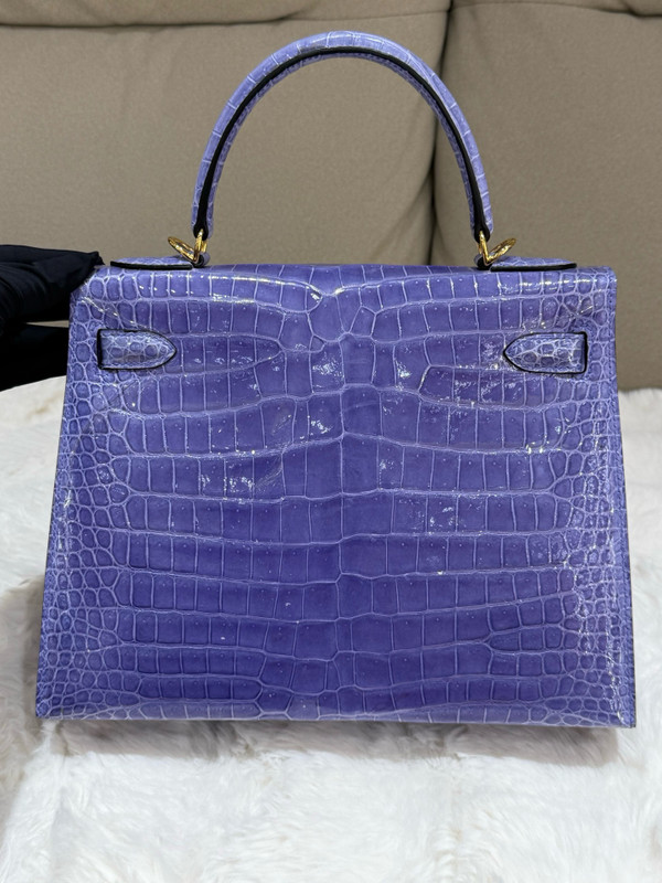 Hermès Kelly 28 Sellier Shiny Sheherazade Crocodile Gold Hardware