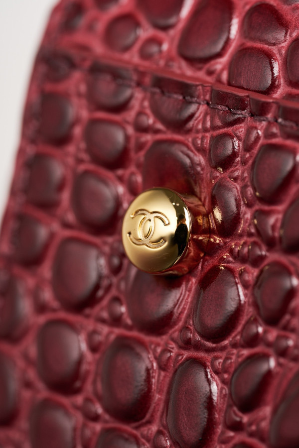 Chanel Executive Cerf Tote Bordeaux Shiny Crocodile Gold Hardware
