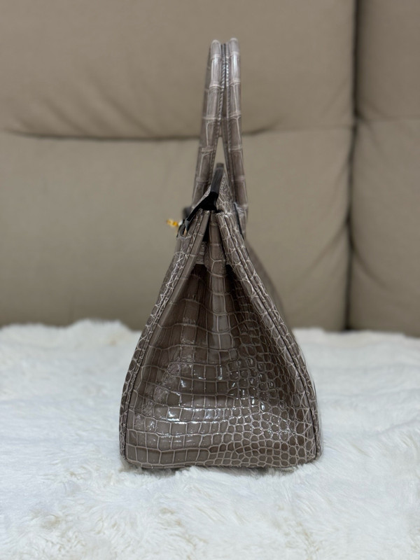 Hermès Birkin 30 Shiny Gris Tourterelle Crocodile Palladium Hardware