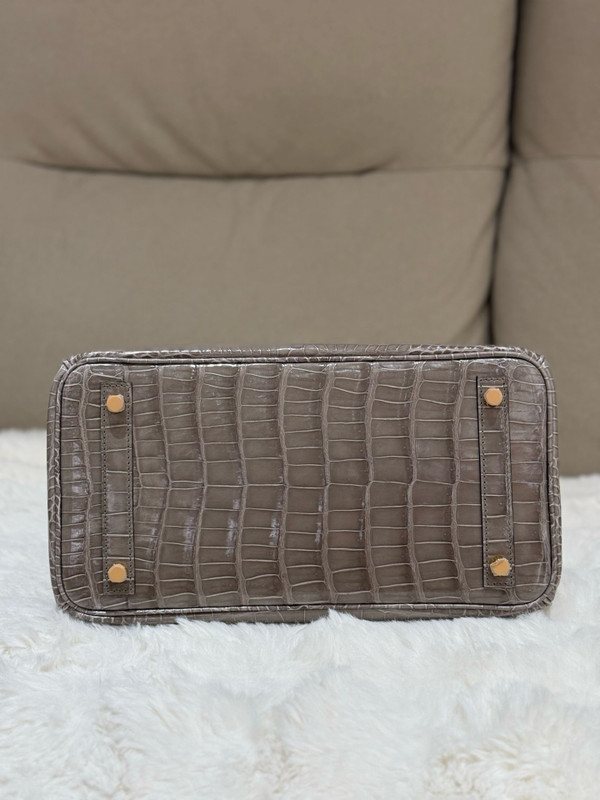 Hermès Birkin 30 Shiny Gris Tourterelle Crocodile Palladium Hardware