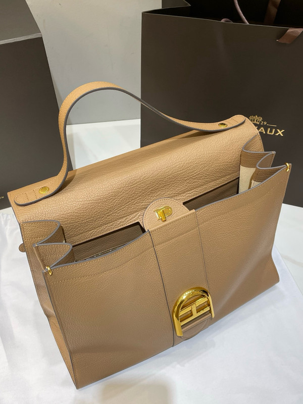Delvaux Brillant Tempo Large Sand Allure Calf, Gold Hardware