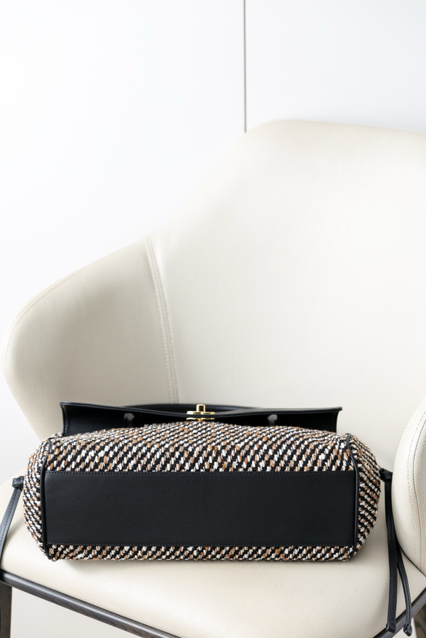 Chanel Small "Urban Essential" East West Shopping Tote — Black Calfskin & Multi Tweed
