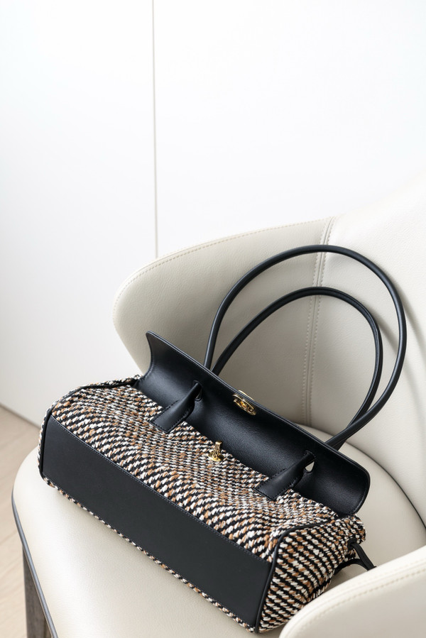 Chanel Small "Urban Essential" East West Shopping Tote — Black Calfskin & Multi Tweed