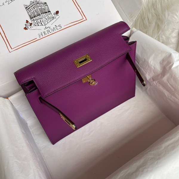 Kelly Dance Anemone Purple Evercolor Leather Gold  Hardware