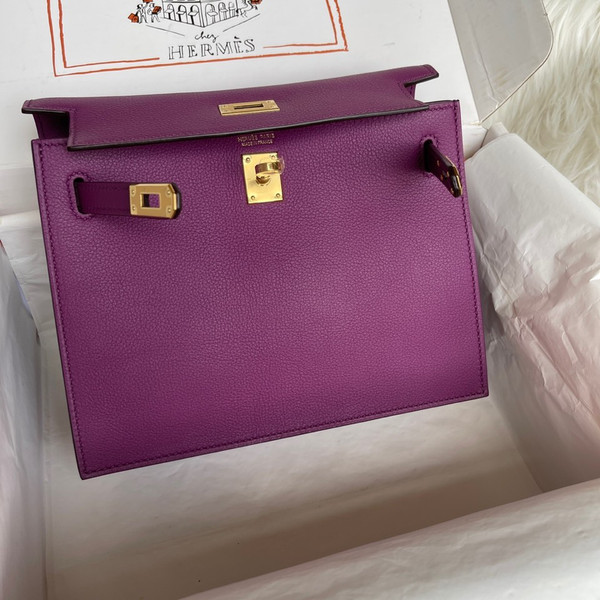 Kelly Dance Anemone Purple Evercolor Leather Gold  Hardware