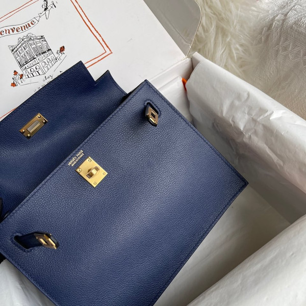 Kelly Dance Navy Blue Evercolor Leather Gold & Silver Hardware