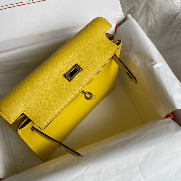Kelly Dance Lemon Yellow Evercolor Leather Gold & Silver Hardware