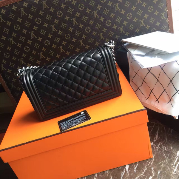 CHANEL Quilted Boy Flap Bag Lambskin with Silver Hardware