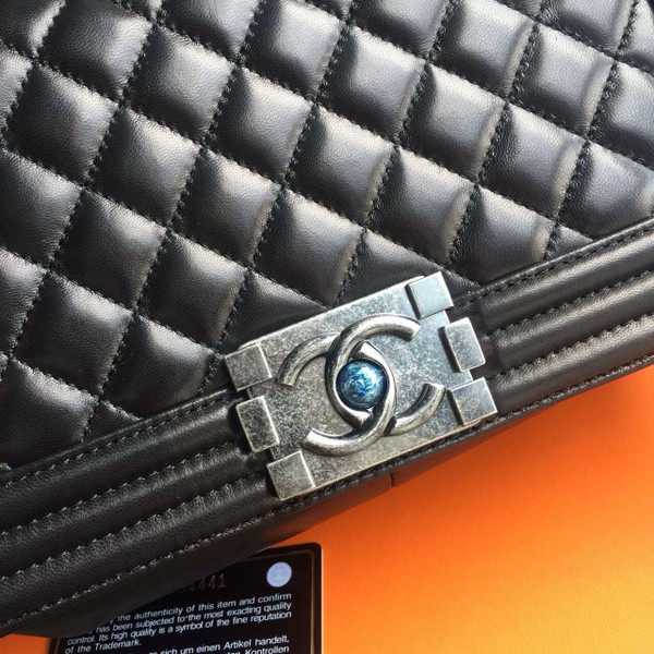 CHANEL Quilted Boy Flap Bag Lambskin with Silver Hardware