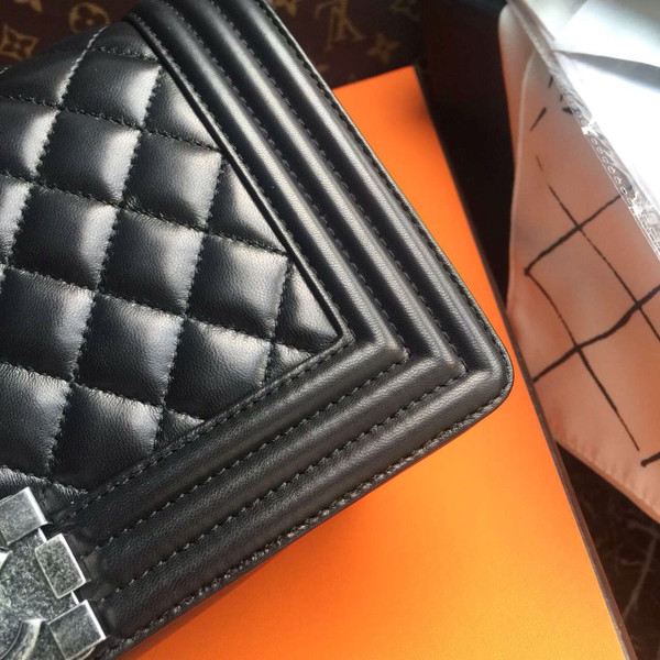 CHANEL Quilted Boy Flap Bag Lambskin with Silver Hardware