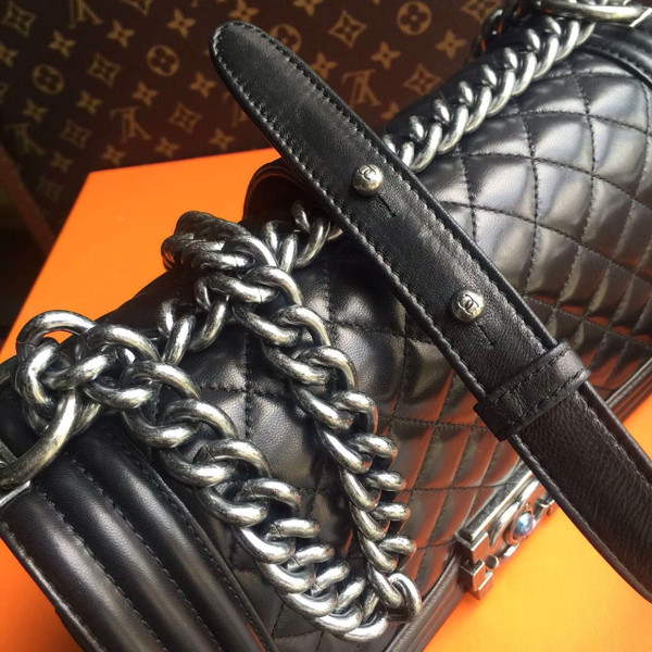 CHANEL Quilted Boy Flap Bag Lambskin with Silver Hardware