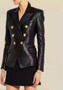 BALMAIN Black Leather Coat