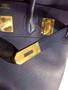 Hermes Black Haut a Courroies Bag 40cm Togo Gold Hardware