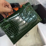 Hermes Cyprus SF067 Mini Kelly Pochette Gator Shine with Gold Hardware
