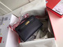 Hermes Black Epsom Leather Mini Kelly Pochette with Golden Hardware