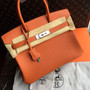 Hermes Orange Birkin Bag 30cm Togo Leather Palladium Hardware