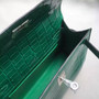 Hermes Emerald SF100 Mini Kelly Pochette Gator Shine with Palladium Hardware