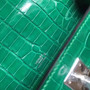 Hermes Emerald SF100 Mini Kelly Pochette Gator Shine with Palladium Hardware