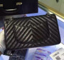Chanel Black V Quilted Aged Calf Chevron Flap Bag with Silver Hardware Black