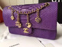 CHANEL Classic Flap Bag PYTHON Purple with charms CHANEL Classic Flap Bag PYTHON Purple with charms