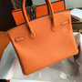 Hermes Orange Birkin Bag 25cm Palladium Hardware  Hermes Orange Birkin Bag 25cm Palladium Hardware