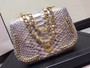 Chanel Flap Bag With Top Handle Python & Gold Metal Brown & White