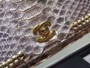 Chanel Flap Bag With Top Handle Python & Gold Metal Brown & White