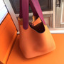  Hermes Orange/Red Picotin Lock MM Togo Leather Bag