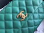 Chanel Green Flap Bag with top handle A92991