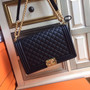 CHANEL Calfskin Black Large 28cm Boy Bag with Gold Hardware