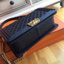 CHANEL Calfskin Black Large 28cm Boy Bag with Gold Hardware