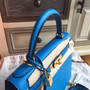 Hermes B3 Bleu Zanzibar Kelly 28 cm Epsom Palladium Hardware