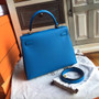 Hermes B3 Bleu Zanzibar Kelly 28 cm Epsom Palladium Hardware