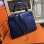 Hermes Blue Roy Kelly Bag 30cm KK Ostrich Leather Palladim Hardware