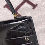 Hermes SHINY BLACK NILOTICUS CROCODILE KELLY 25 WITH GOLD HARDWARE