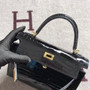 Hermes SHINY BLACK NILOTICUS CROCODILE KELLY 25 WITH GOLD HARDWARE