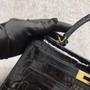 Hermes SHINY BLACK NILOTICUS CROCODILE KELLY 25 WITH GOLD HARDWARE
