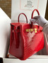 Hermes Red Birkin 30 in Niloticus Crocodile with Gold hardware