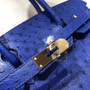 Hermes  T7 Blue Hydra Birkin Bag 30cm KK Ostrich Leather Gold Hardware