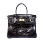 Hermes Black Birkin 30 in Porosus  Crocodile with Gold hardware