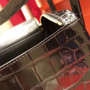 Hermes  Black Porosus Crocodile LINDY 30 Bag With Gold  Hardware