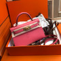 Hermes U5 Rose Lipstick  Mini Kelly II 20 Epsom calf Gold Hardware