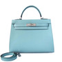 Hermès Blue Atoll  Kelly 25  Epsom Palladium Hardware