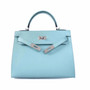 Hermès Blue Atoll  Kelly 25  Epsom Palladium Hardware