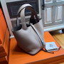 Hermes Gris perle Picotin Lock MM Togo Leather Bag